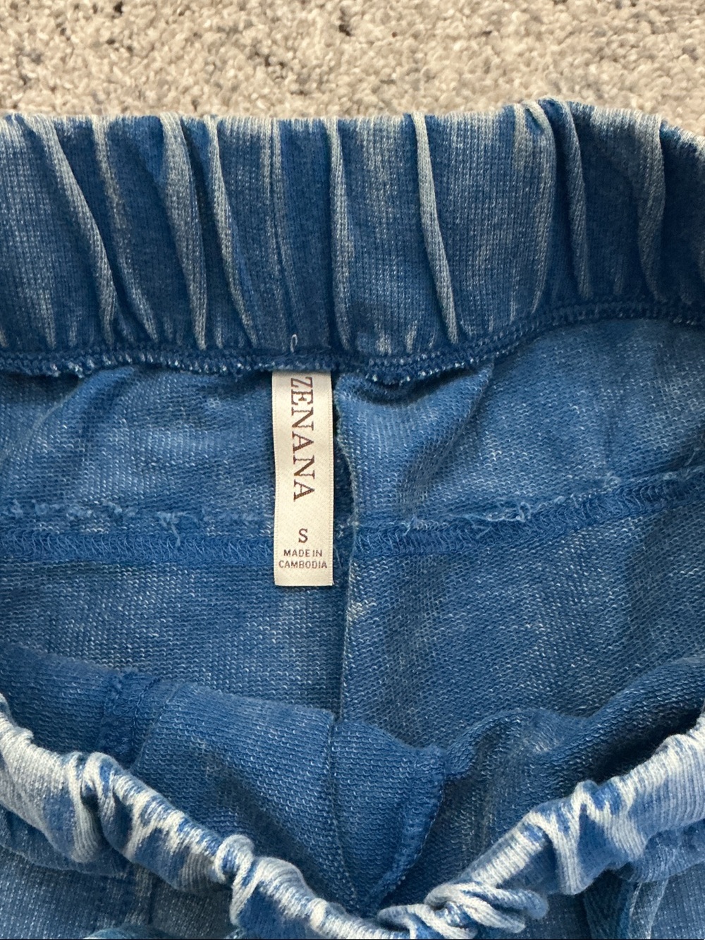 New Zenana Outfitters Elastic Wide Leg Lounge Pants ~ Mineral Wash Blue - Picture 3 of 8